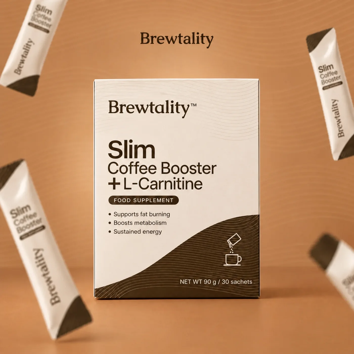 Brewtality Slim Coffee Booster box with floating sachets